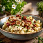 Marry Me Chicken Pasta served in a rustic bowl