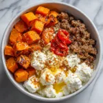 Hot Honey Cottage Cheese Sweet Potato Beef Bowl (High Protein Dinner)